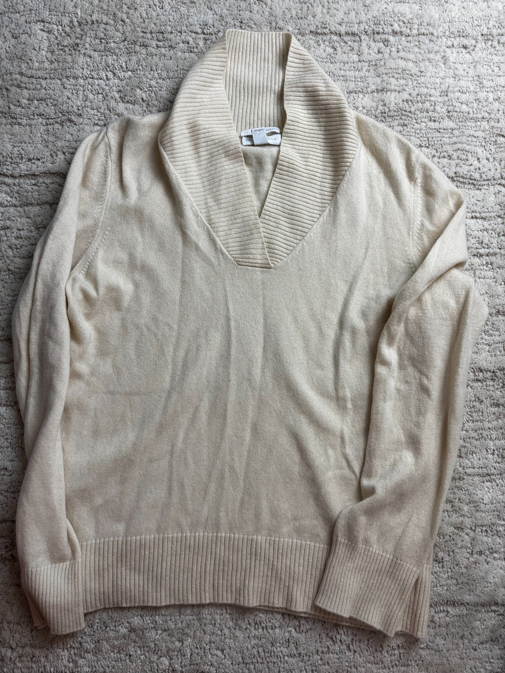 Charter Club Cashmere Blend Ribbed Shawl Collar Sweater Size L